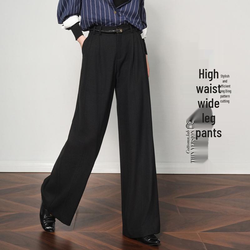Women s High-Waisted Tencel Wool Wide-Leg Pants - 2025 Winter Collection S