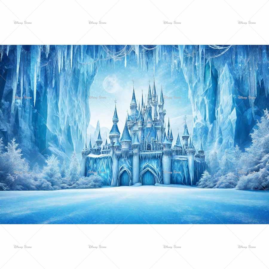 Magical Frozen Ice Princess Castle Backdrop Winter Wonderland Design Christmas Girls Birthday Party Photo Background Supplies