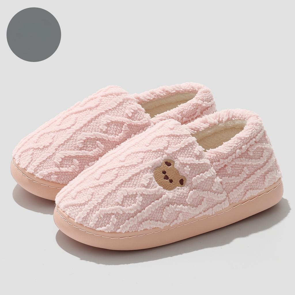 Cotton Slippers Men's Home Winter Bag with Couple Cartoon Teddy Bear Indoor Home Plush Warm Fur Slippers Women