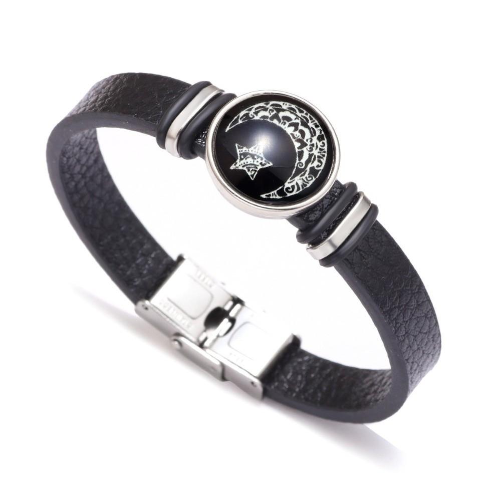 Retro Luminous Couple Bracelets Sun Moon Leather Strap Bracelet Elegant Hand Chain Couple Jewelry Gift