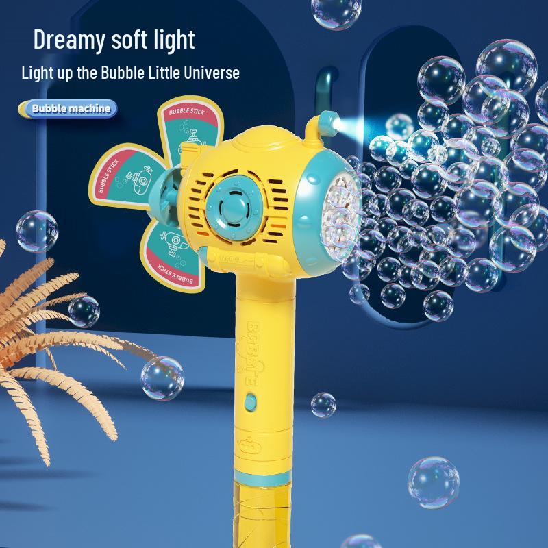 Children's Submarine Windmill Bubble Machine: Handheld Automatic Sound & Light Bubble Wand Toy