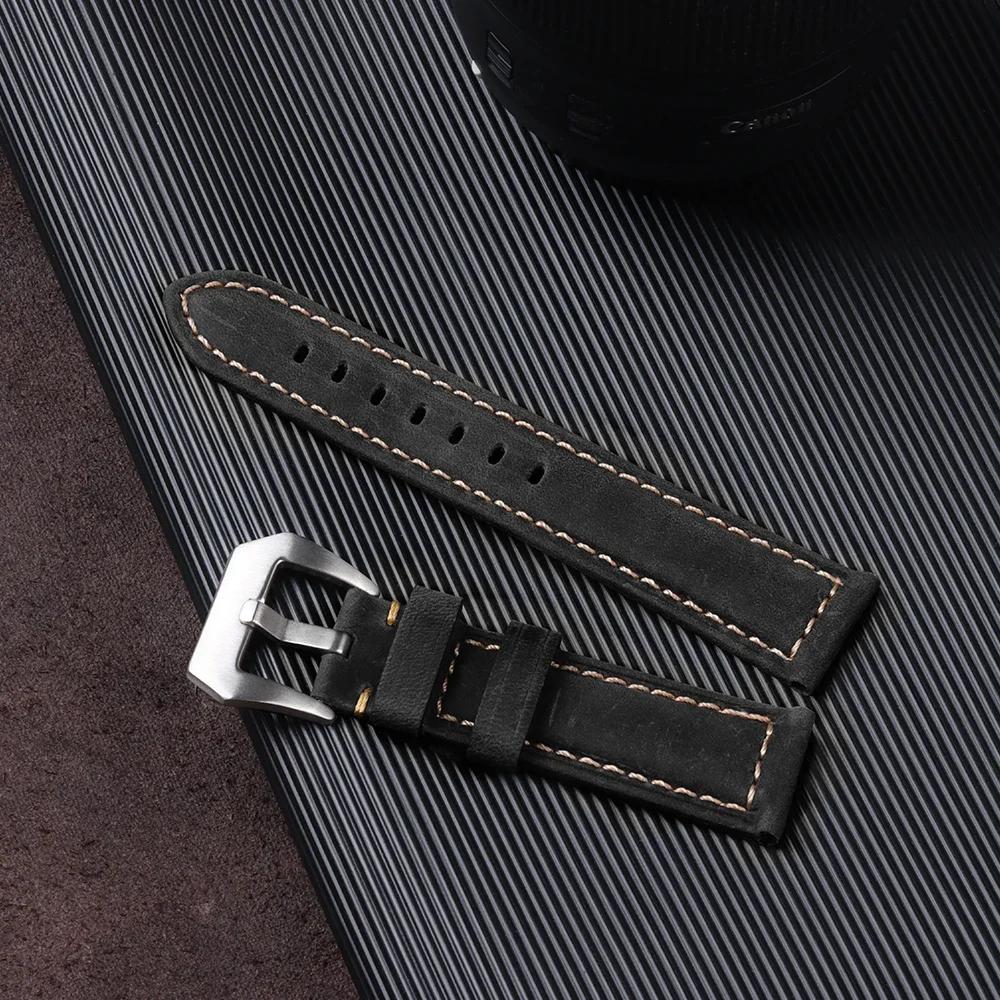 High Quality Genuine Calfskin Watch Strap 20mm 22mm 24mm 26mm Watch Band Vintage Soft Cowhide Leather Wristband Matte Bracelet