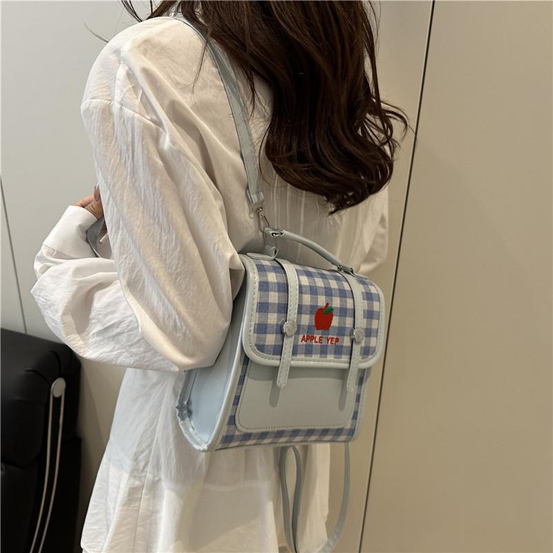 Schoolbag Japanese niche design plaid small backpack lightweight multi-functional messenger bag small fresh college style bag