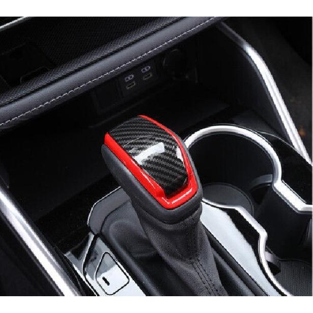 Carbon &Red Gear Shift Knob Molding Cover Trim For -2025 Highlander Toyota