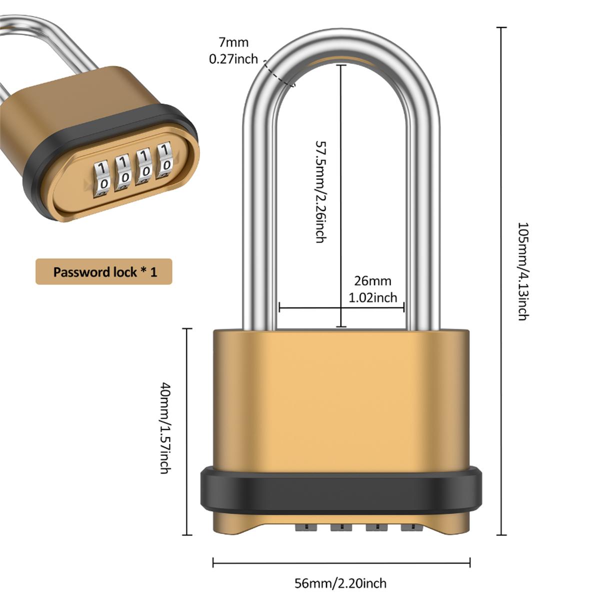 2PCS Metal 4-digit code lock outdoor waterproof padlock suitcase luggage code lock home locker code padlock room security lock