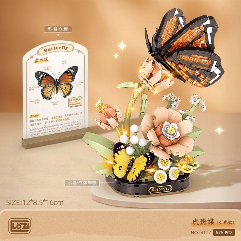 Loz Lighted Insect Set Building Blocks Flowers Diy Decoration Blocks 2025 New Creative Flower Clusters Room Decoration Gifts