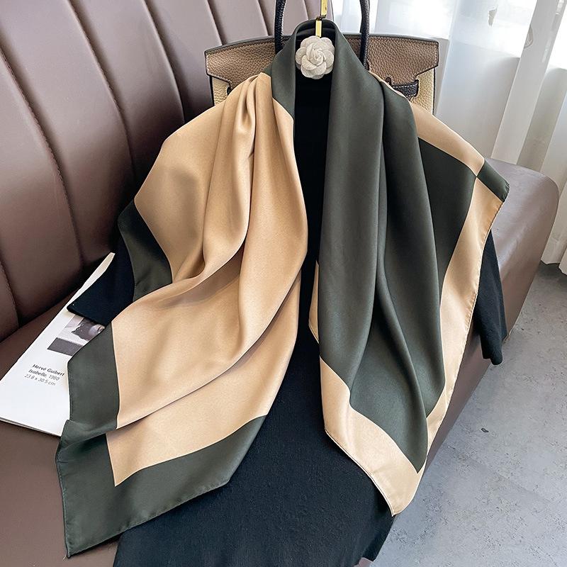 New 30 Colors Twill Silk Scarf Women 90cm Square Hijab Shawls And Wraps Female Foulard Headkerchief Elegant Floral Lady Bandana
