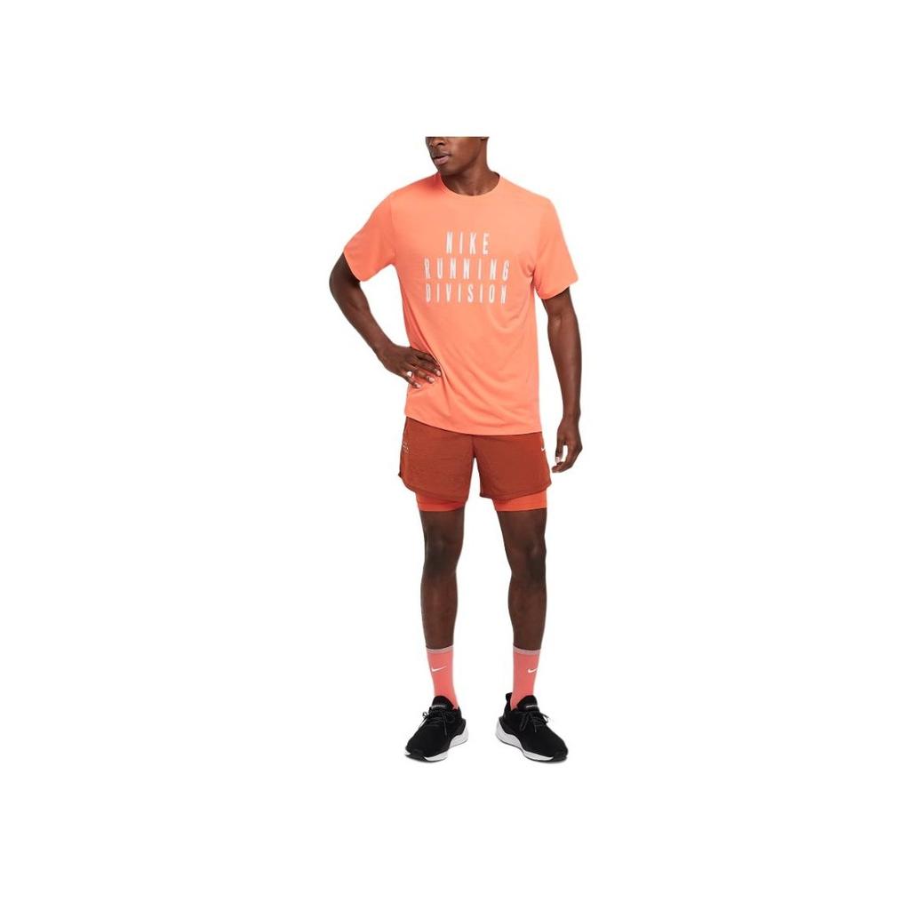 Nike Rise 365 Dri-Fit Running Division Letter Round Neck Pullover Short Sleeve T-Shirt Men Tops Light-Mango FZ1129-643