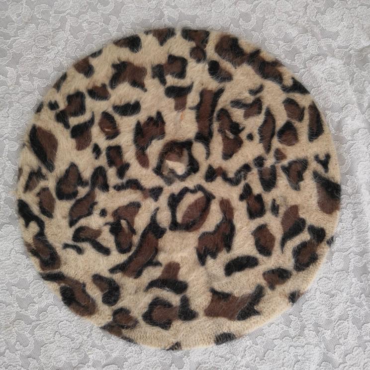 

Leopard Print Korean Style Women s Rabbit Fur Beret Hat