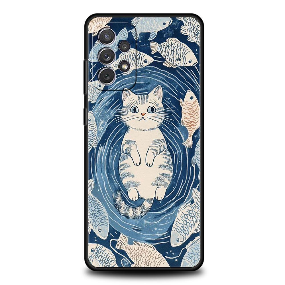 Blue Ocean Fish Phone Case for Samsung Galaxy A55 A35 A15 A14 A13 A25 A54 A51 A71 A72 A73 A32 A52 A41 5G Soft TPU Shell Fundas