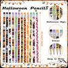 48 Pieces Halloween Pencils with Eraser Assortment Halloween Themed Pencil Ghost Pumpkin Skeleton Bat Spider Wooden Pencils for Halloween Party Favor