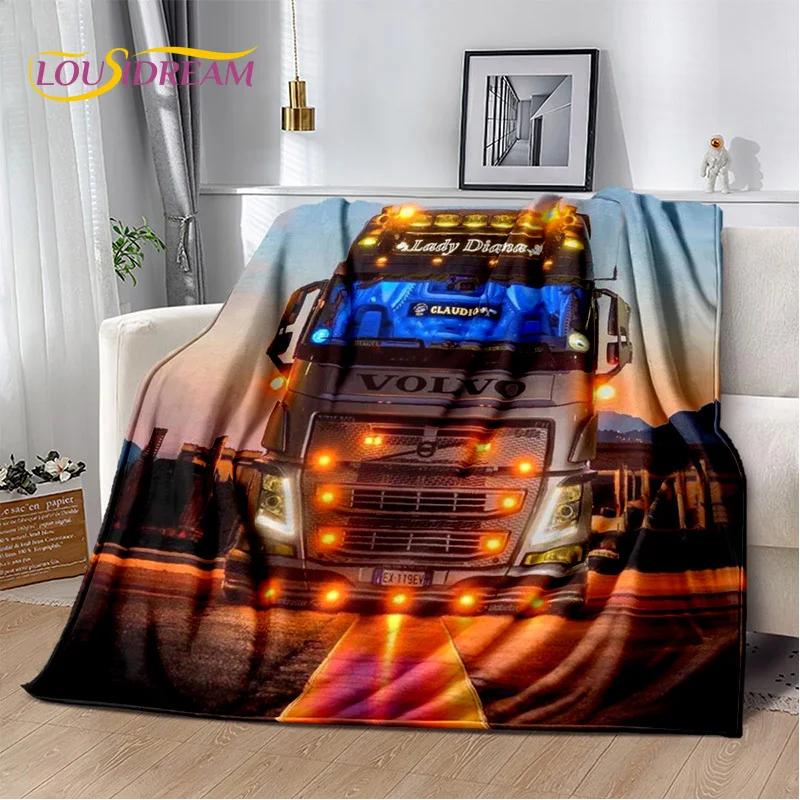 Volvo Truck Lorry 3D Printing Soft Flannel Blanket for Beds Bedroom Sofa Picnic,Throw Blanket for Cover Outdoor Leisure Nap Gift