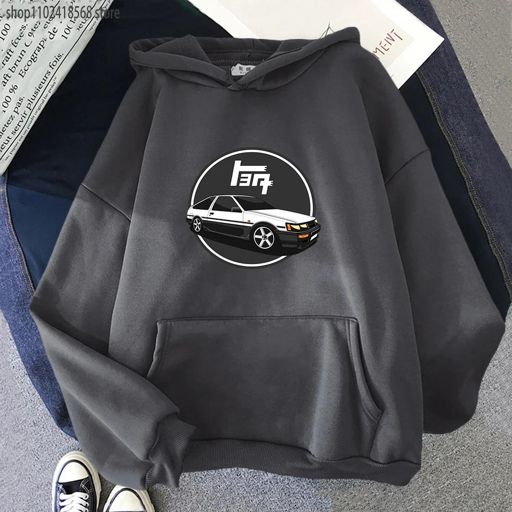 Japanese Anime Initial D Hoodies Men Kawaii Winter Tops Cartoon Car Graphic Sweatshirts Funny Harajuku Manga Unisex Clothes