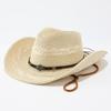 European and American Classic Straw Woven Western Cowboy Hat Men's and Women's Outdoor Fashion OL Wind Woven Sunshade Hat
