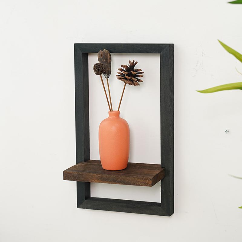 2Pcs Wooden Wall Shelf Set Simple Modern Wooden Wall Mounted Shelf Living Room Decoration Wall Mounted Shelf Installation Free