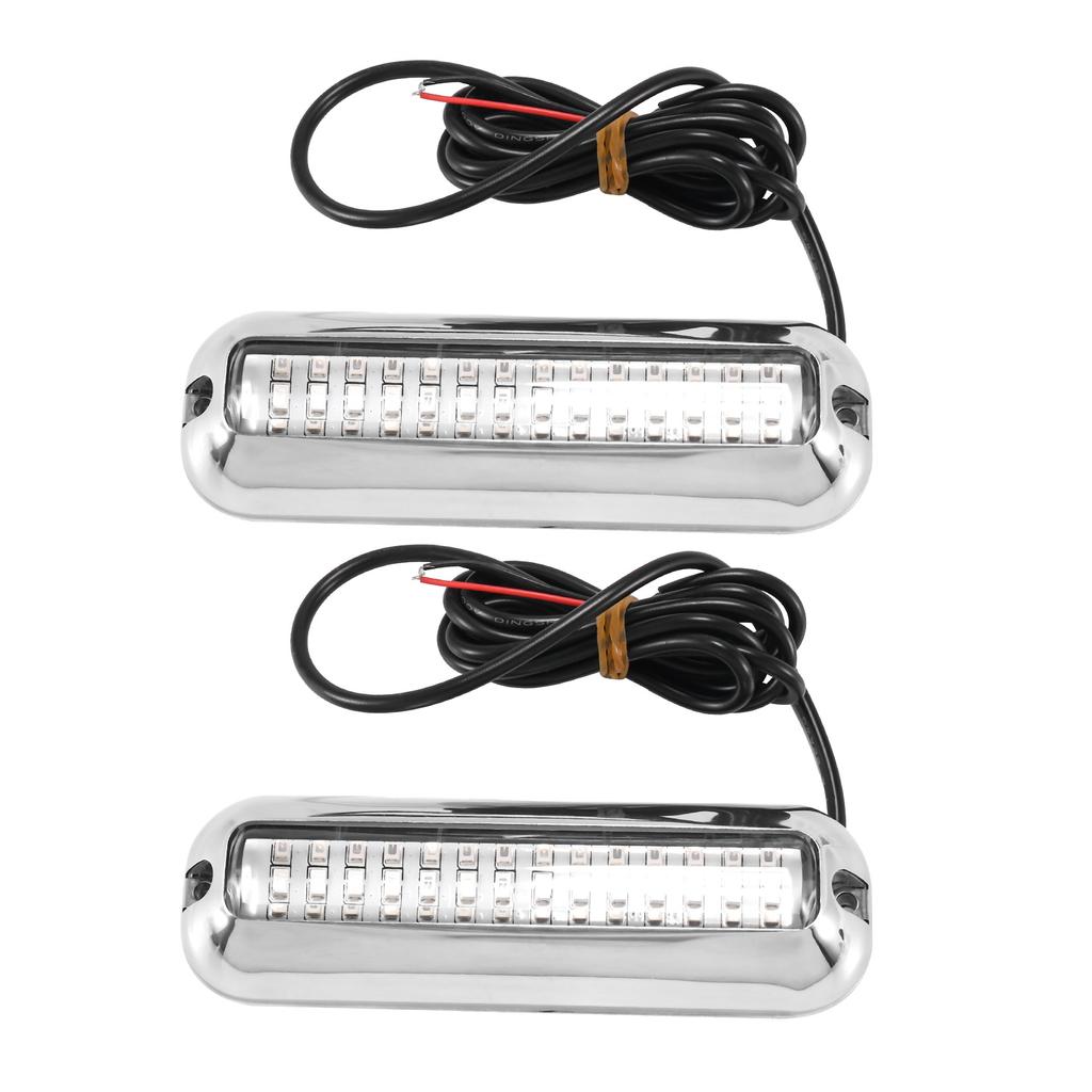 NEW-2Pcs 42LED Boat Drain Light Boat Transom Light Blue Underwater Pontoon Marine Light