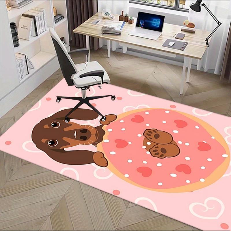 Chair Mat Office Carpet Oversized Pink Donut with Cute Dog Design, Perfect for Home Decor, Sofa Rug, and Office Use As a Gift for Any Room