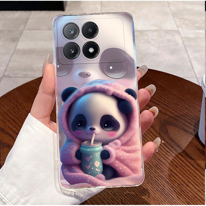 Case Poco X6 Pro 5G/Poco X6 5G Clear Luxury Cute Love Rabbit Funny Soft Silicone Phone Case PocoX6 X6Pro Transparent Back Cover