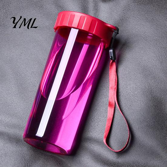 Cute Office Desktop Cup Transparent Water Cup, Portable Plastic Bottle, with Strap Reusable Handle, Clear Heat-resistant Drinkware, for School