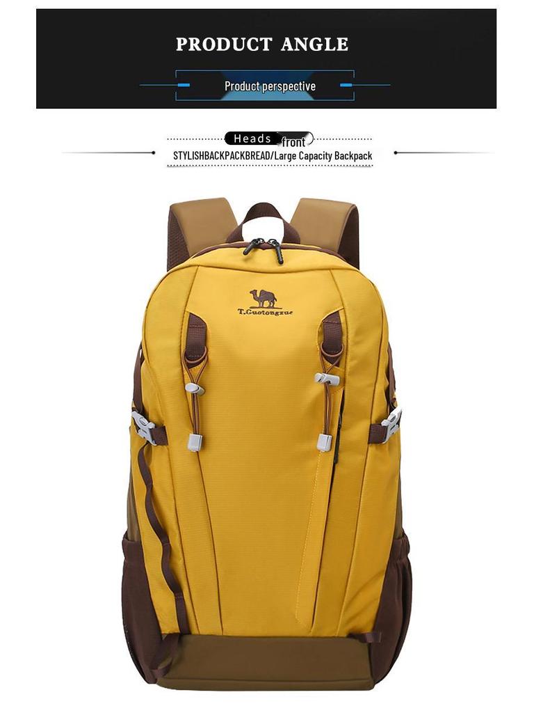 Large Capacity Camel-Style Backpack: Outdoor Travel & School with Spine Protection