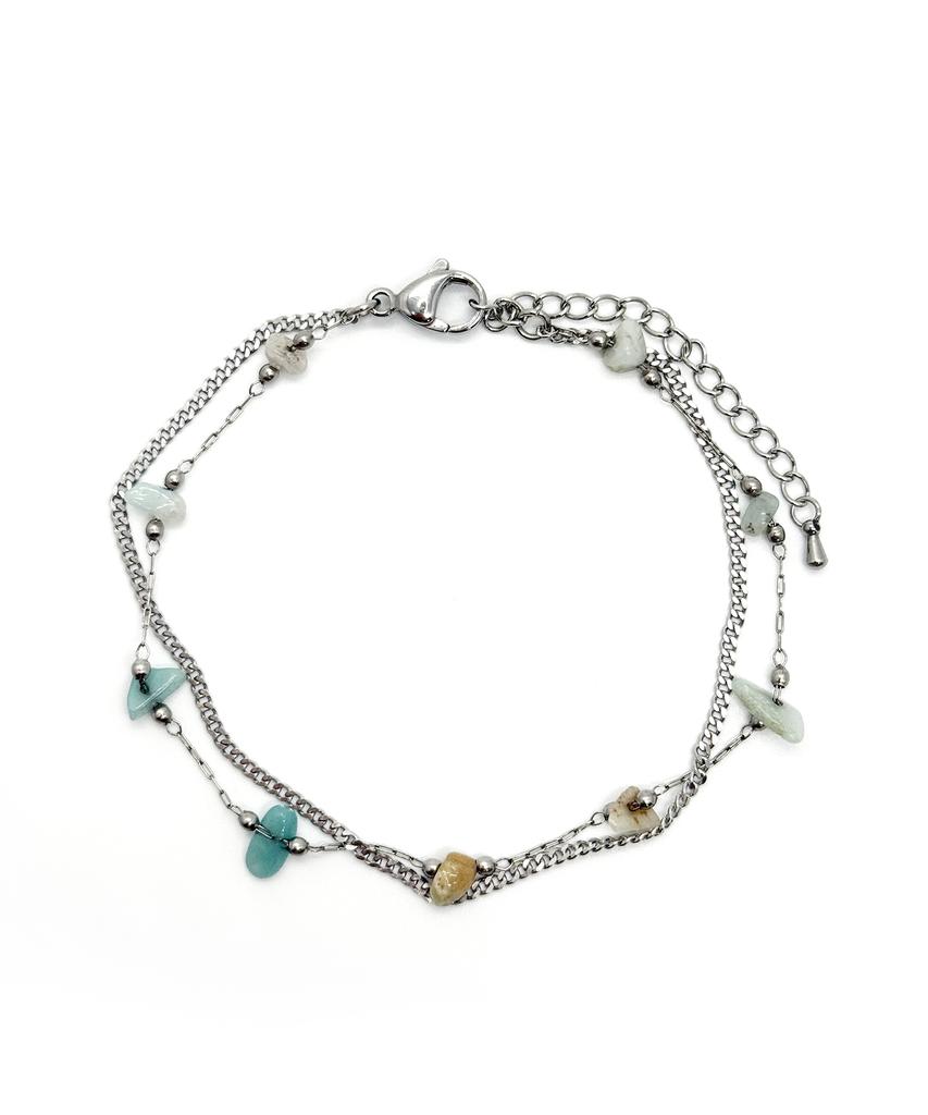 Monoflux Drift Stone Wave Double Chain Anklet