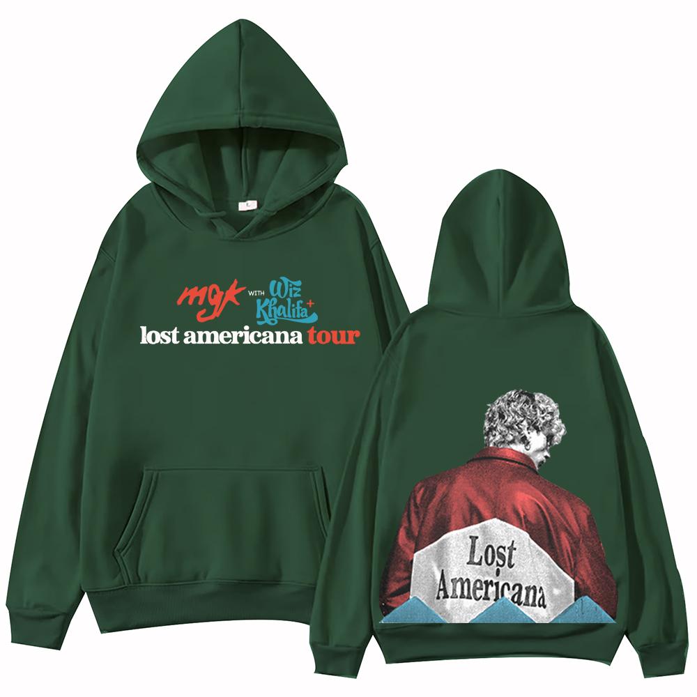 MGK Lost Americana Tour Machine Gun Kelly Hoodie Harajuku Hip Hop Pullover Tops Sweatshirt Gift