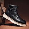 Rutschfeste Herren Freizeitschuhe aus Leder Retro-Stil Herren Stiefeletten zum Schnüren Einfarbig Belüftet Motorradstiefel Freizeitspaziergang Basic Schuhe
