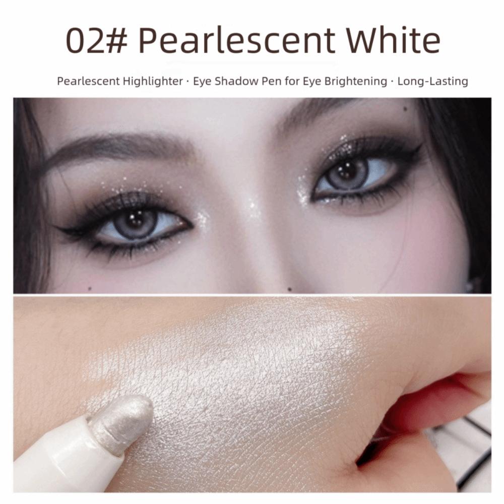 Brightening Highlighter Pen Pearl Bright White/Gold Tone Eyeshadow Stick Long Lasting Matte Eye Shadow Pen