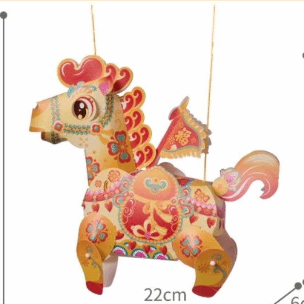 Waterproof Material Handmade Lantern Handmade Craft Luminous Design DIY Lantern DIY Material Package Running Horse Shape 4inch золотой