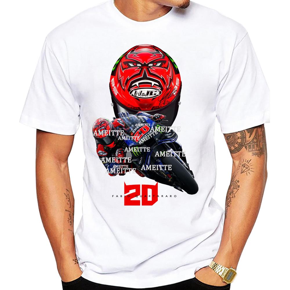 2025 Fabio Quartararo 20 GP Rennen T-Shirt Herren Kurzarm Cool Ride Sport Junge Freizeit Weiß Oberteile