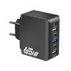 65W Multi-Port USB Charger: 3PD + 3 USB Wall Charger, European-Standard Fast-Charging Adapter, Compatible with Smartphones, Tablets, and Laptops