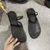 Round Toe Flat Bottom Sandals Half Slippers Women Flat Shoes Ladies Mesh Beach Slides Outside Mules Designer Gladiator Sandals