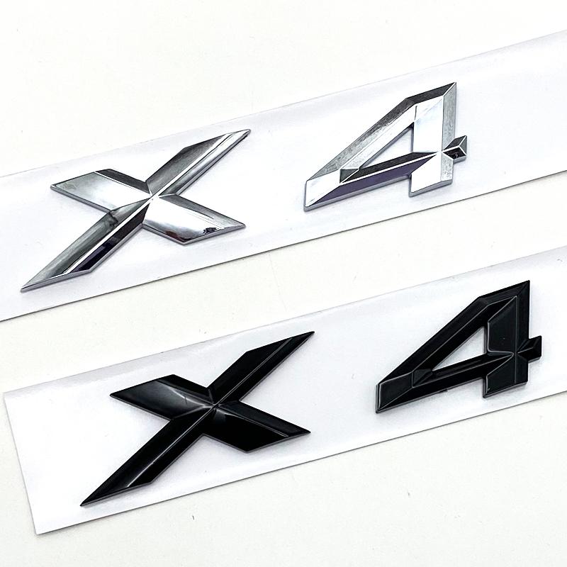 3D ABS Black Chrome Car Letters Rear Trunk Badge X4 Logo For BMW X4 Sticker Emblem X4 Lettering Accessories