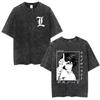 2026 Summer Hot Sale Vintage Washed Anime Death Note Graphic T Shirts Men Women Vintage Hip Hop Streetwear Oversized Tshirt