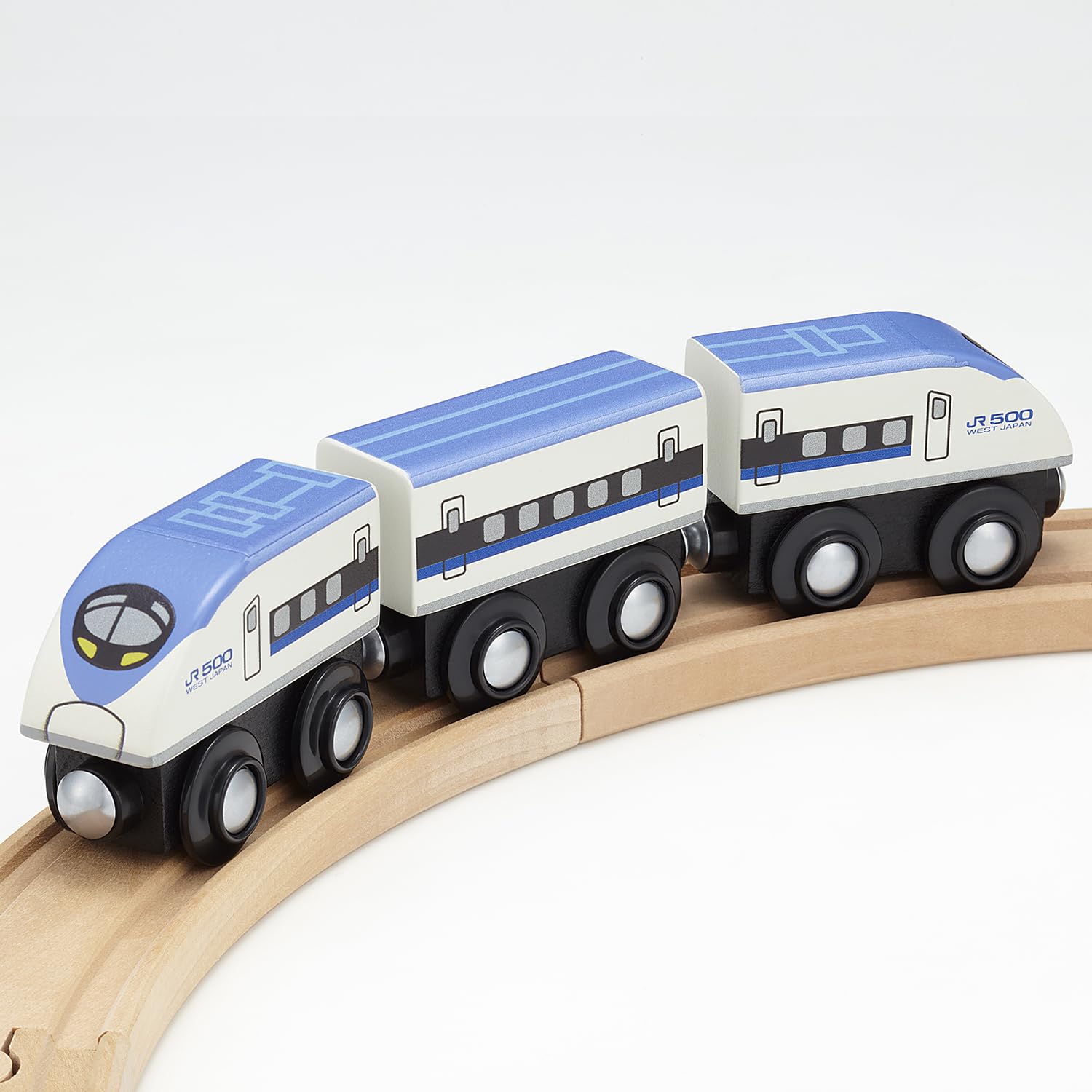

Popondetta mokuTRAIN 500 Series Shinkansen Wooden Toy Rail Toy, Hand-Rolled Car, No Batteries Required, Japanese Train, Ages 3 and Up, MOK-014