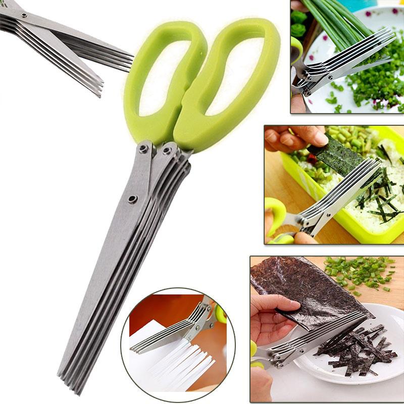 Kitchen 5 Layers Scissors Sushi Shredded Scallion Cut Herb Spices Scissor Kitchen 5 Layers Scissors Sushi Shredded Scallion Cut Herb Spices Scissor