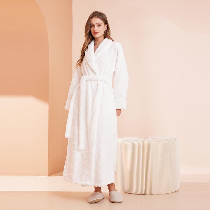 2024 Velvet Plus Size Women's Long Bathrobe - Winter European & American Style for Hotels, Salons, and Casual Wear