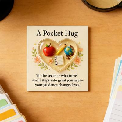 Teacher Pocket Hug with Greeting Card Love Heart Shape Teacher Pocket Hug Token Thank You Teacher Appreciation Keepsake Gifts