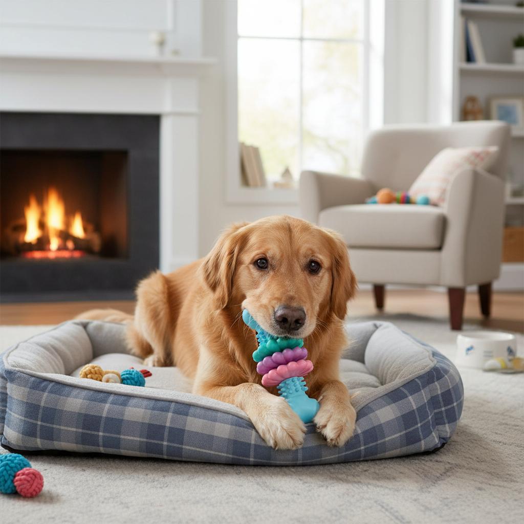 TPR Bone Shaped Dog Chew Toys Durable Puppy Teething Treats For Aggressive Chewers With Meat Like Flaps For Teeth Cleaning