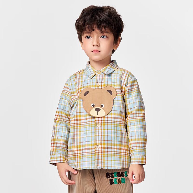 PawinPaw Baby Boy's Cartoon Bear Plaid Shirt