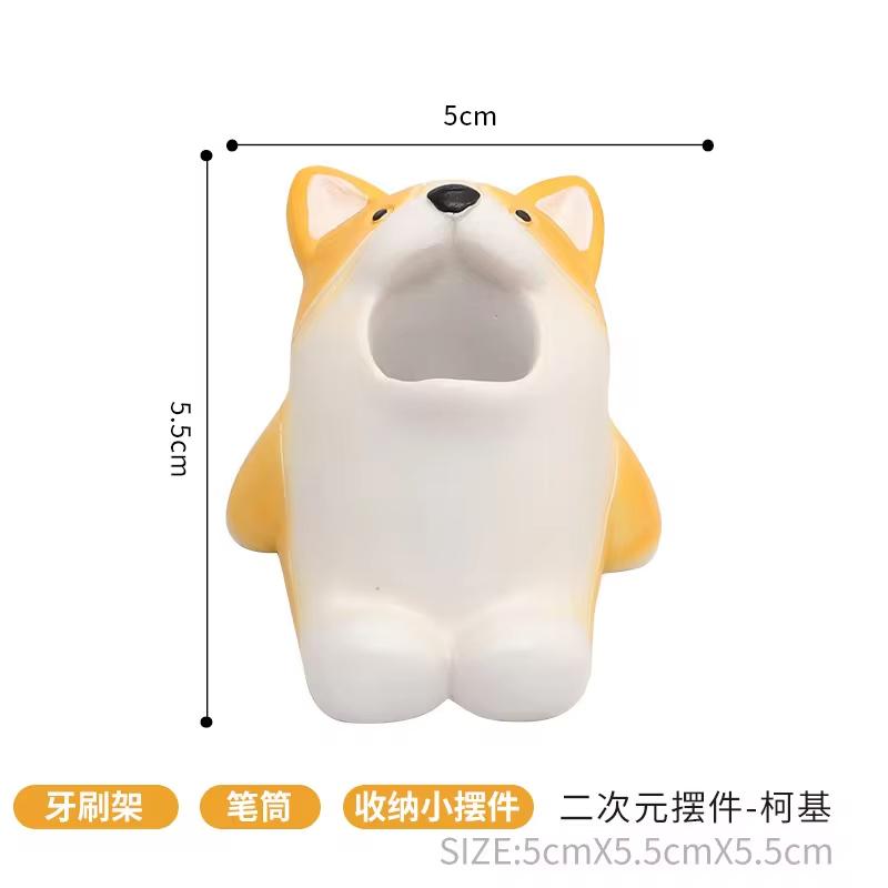 Cartoon Animal Toothbrush Holder Cute Corgi Shark Storage Stand Makeup Brushes ationery Countertop Organizer Bathroom Decoration
