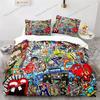 Graffiti Hip Hop Modern Street Art Bedding Set Boys Girls Twin Queen Size Duvet Cover Pillowcase Bed Kids Adult029