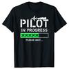 Pilot In Progress Funny Future Pilot Aviation Airplane Gift T Shirts Streetwear Short Sleeve Gifts Unisexs Loose Oversized T Shirt