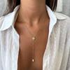 Stainless Steel Gold Color Zircon Flower Long Chain Drop Necklaces for Women Simple Metal Tassel Choker Party Aesthetics Jewelry
