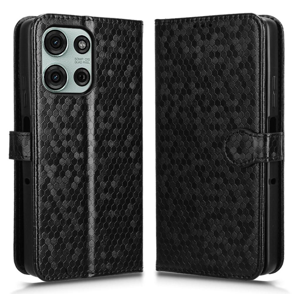 For Motorola Moto G75 5G Wallet Case Dot Pattern Imprint PU Leather Phone Cover