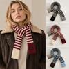Neck Protection Winter Warm Scarf Striped Pattern Neck Scarf Vintage Knitted Long Scarf  Winter