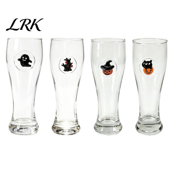 Creative Tableware for Pubs 400ML Beer Glass, Spooky Pumpkin Ghost Black Cat Halloween Fruit Tea Glass Mug Cup, Holiday Tall Glassware Bar,