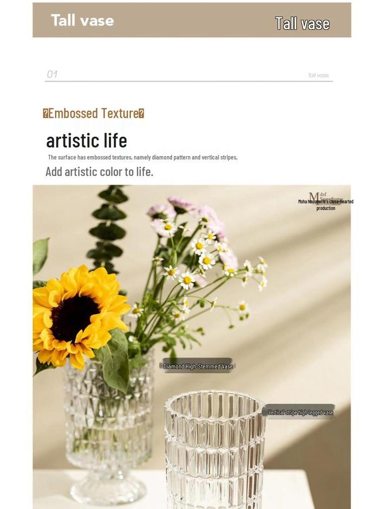 Europäische Hochfuß-Glasvase: Kreatives hydroponisches transparentes Design für elegante Heimdekoration