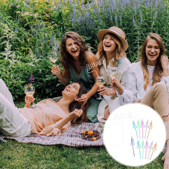Yousheng 12Pcs Bride Gourd-Shaped Straws Food Grade Reusable Drinking Water Straws Wedding Engagement Party Decoration