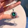 Jewelry Pendant, Simulated Emerald, Diamond-Encrusted Women'S Pendant, Main Stone 10 * 12.